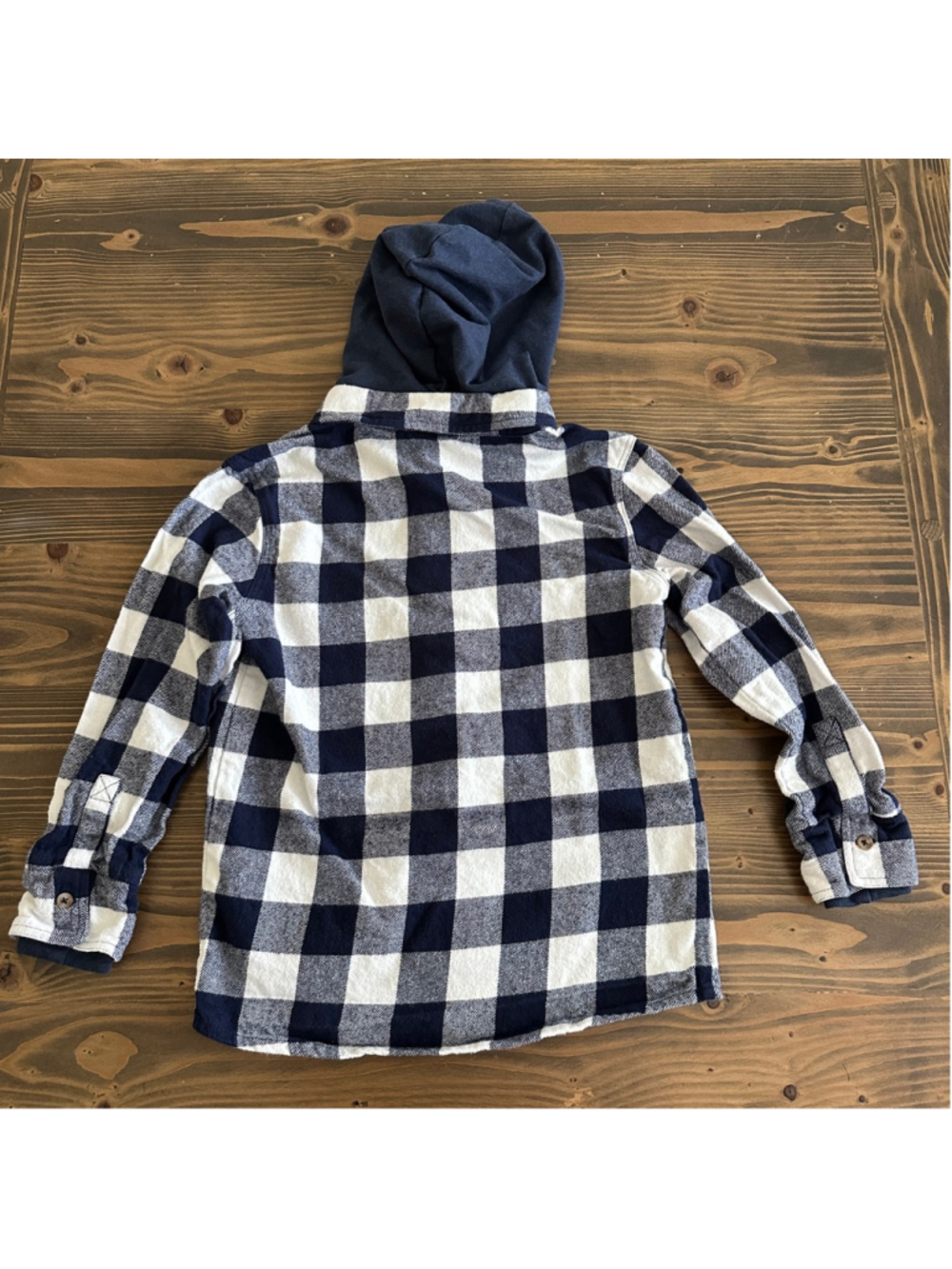 Telluride Plaid Hooded Shirt Boys M 7 8 Blue Buffalo Plaid Hoodie - Picture 4 of 6